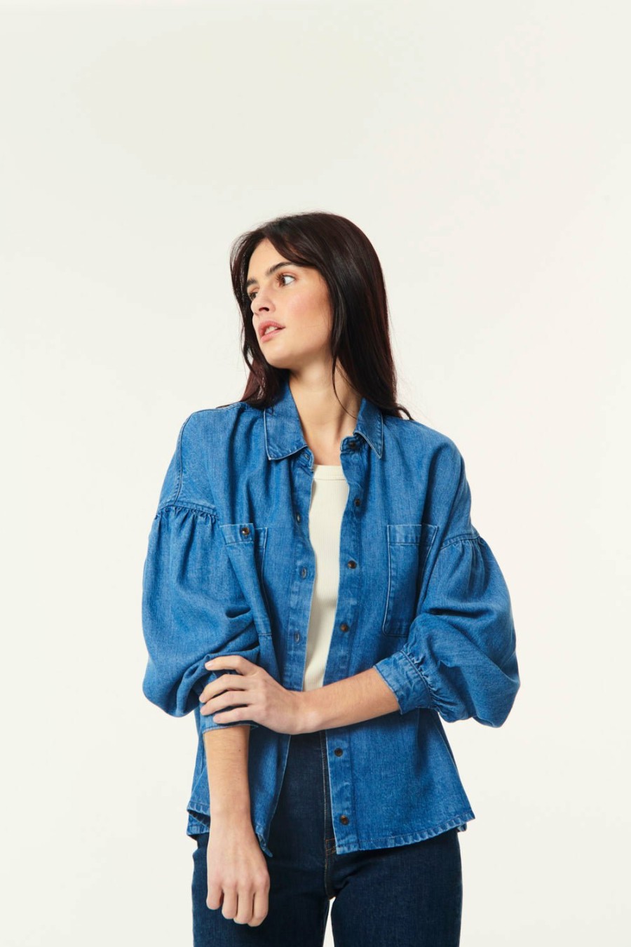 Des Petits Hauts Lana Blue Shirt Shirts & Blouses