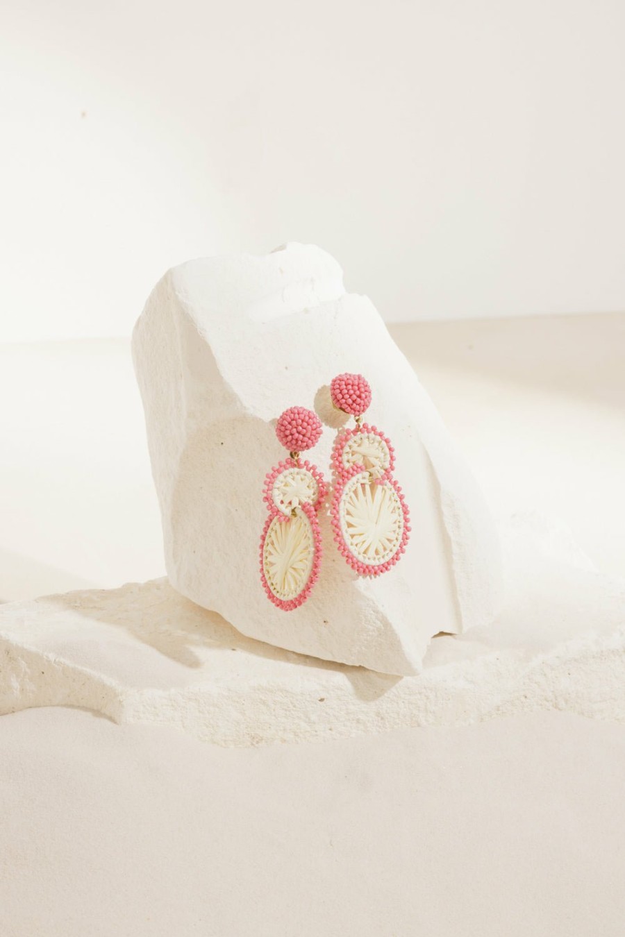 Des Petits Hauts Pepitcho Ecru/Rose Earrings Feeka Jewellery X Dph