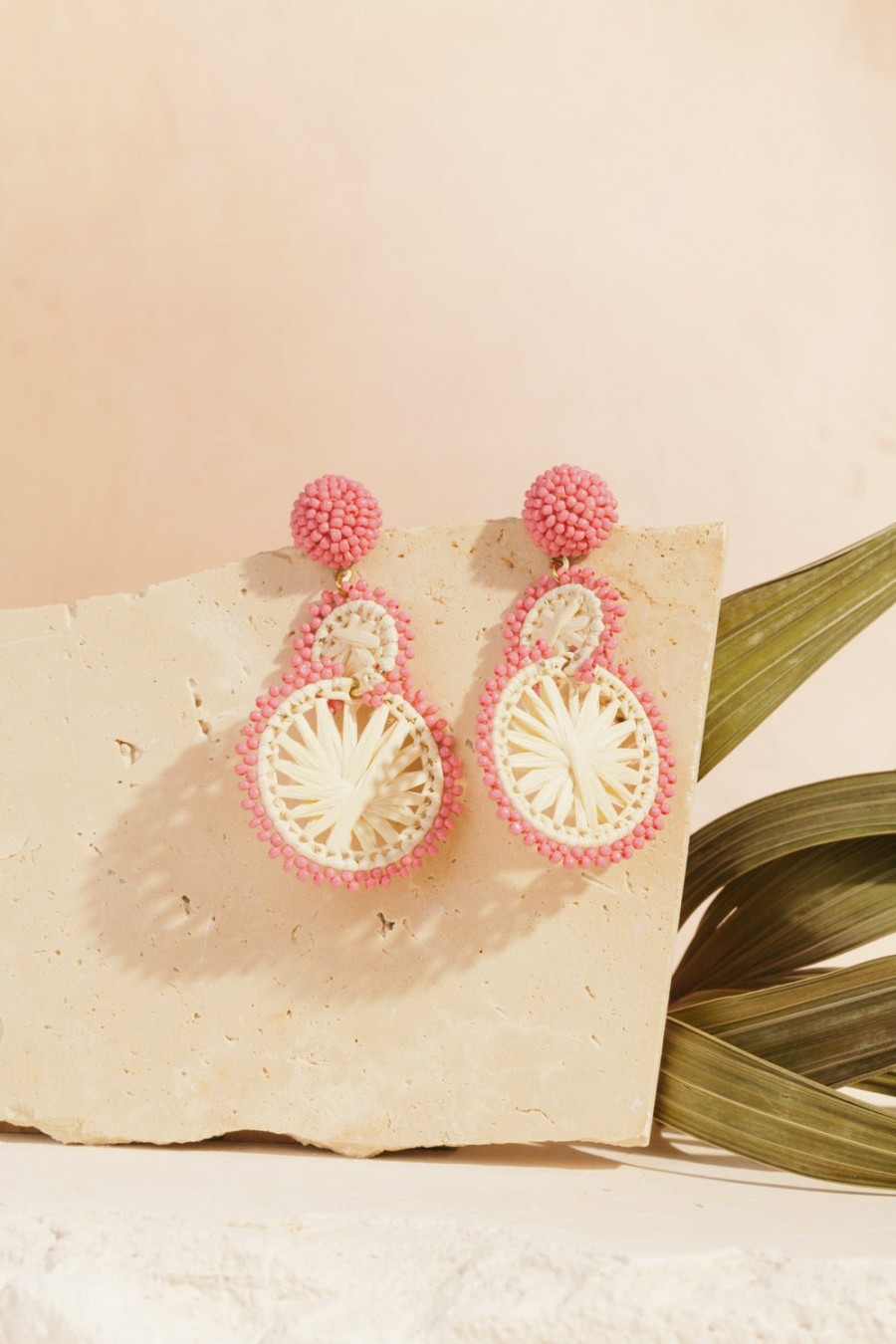 Des Petits Hauts Pepitcho Ecru/Rose Earrings Feeka Jewellery X Dph