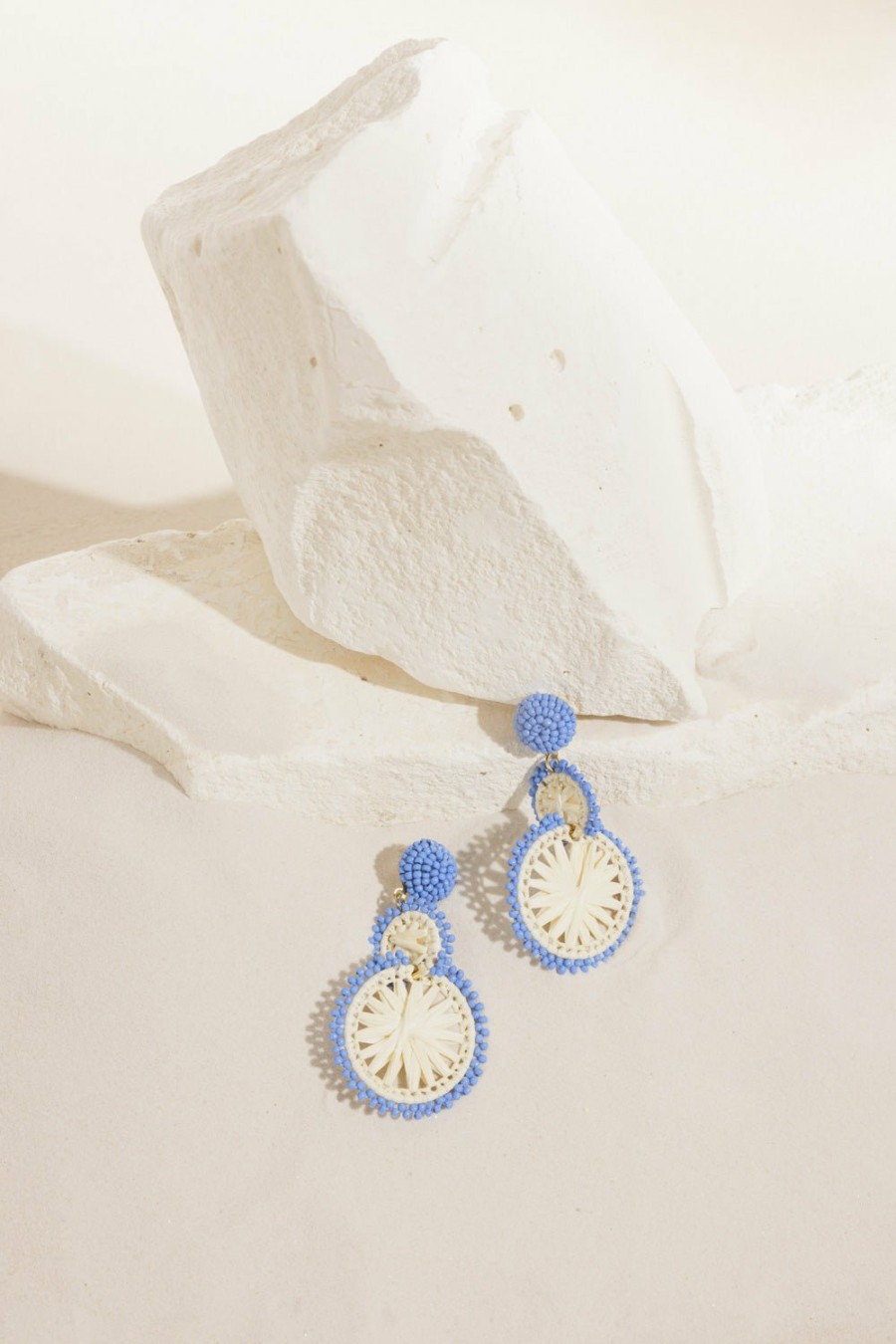 Des Petits Hauts Pepitcho Ecru/Bleu Earrings Feeka Jewellery X Dph