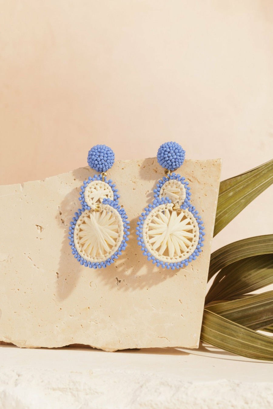 Des Petits Hauts Pepitcho Ecru/Bleu Earrings Feeka Jewellery X Dph