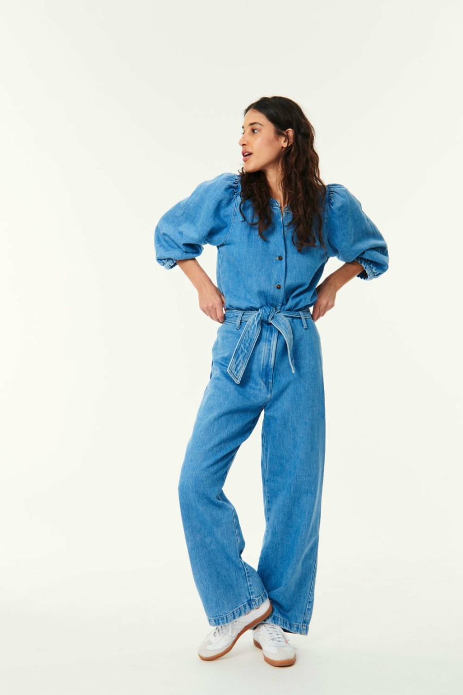 Des Petits Hauts Larry Vintage Blue Jumpsuit Trousers & Jumpsuits