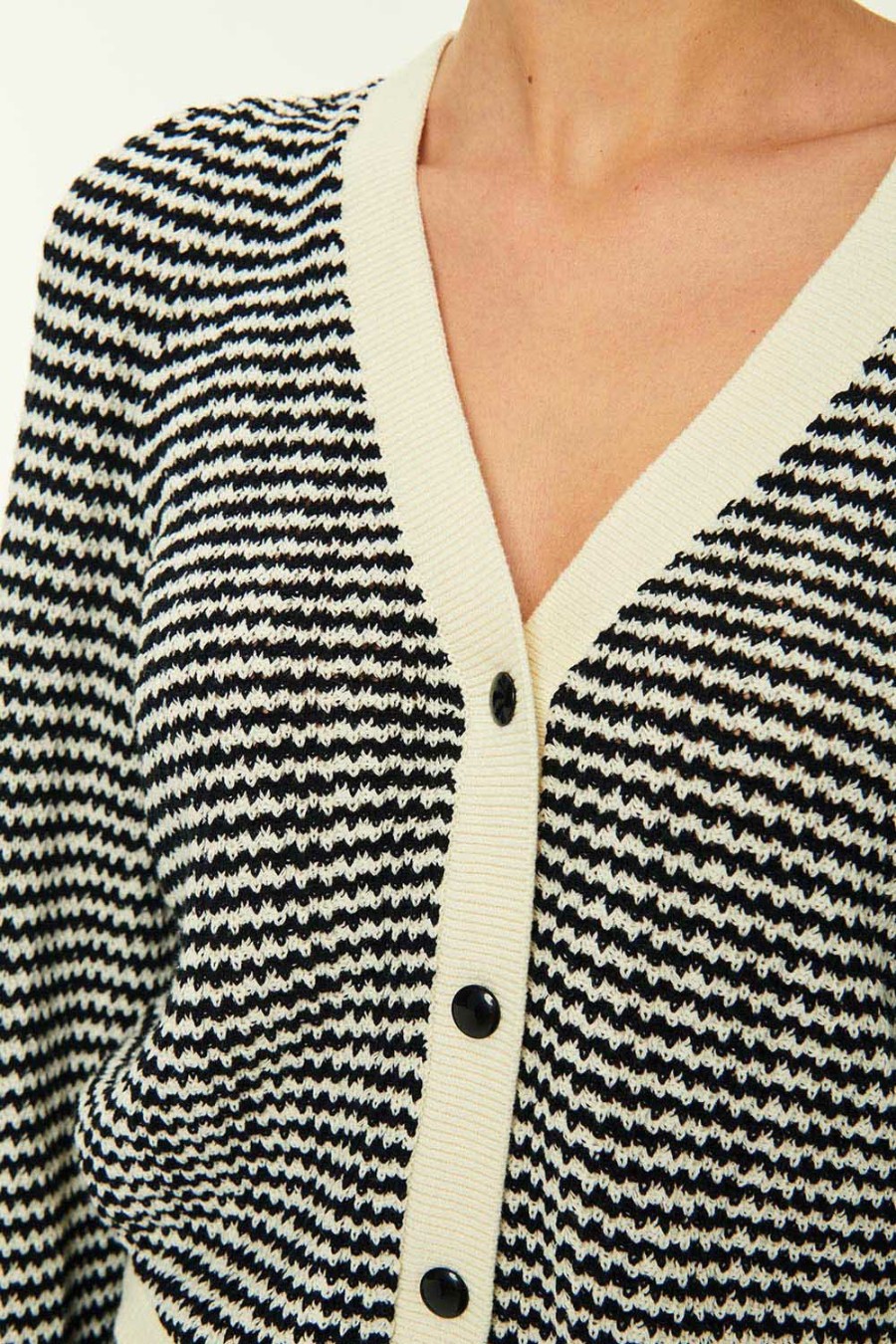 Des Petits Hauts Azelie Creme/Noir Cardigan Jumpers & Cardigans