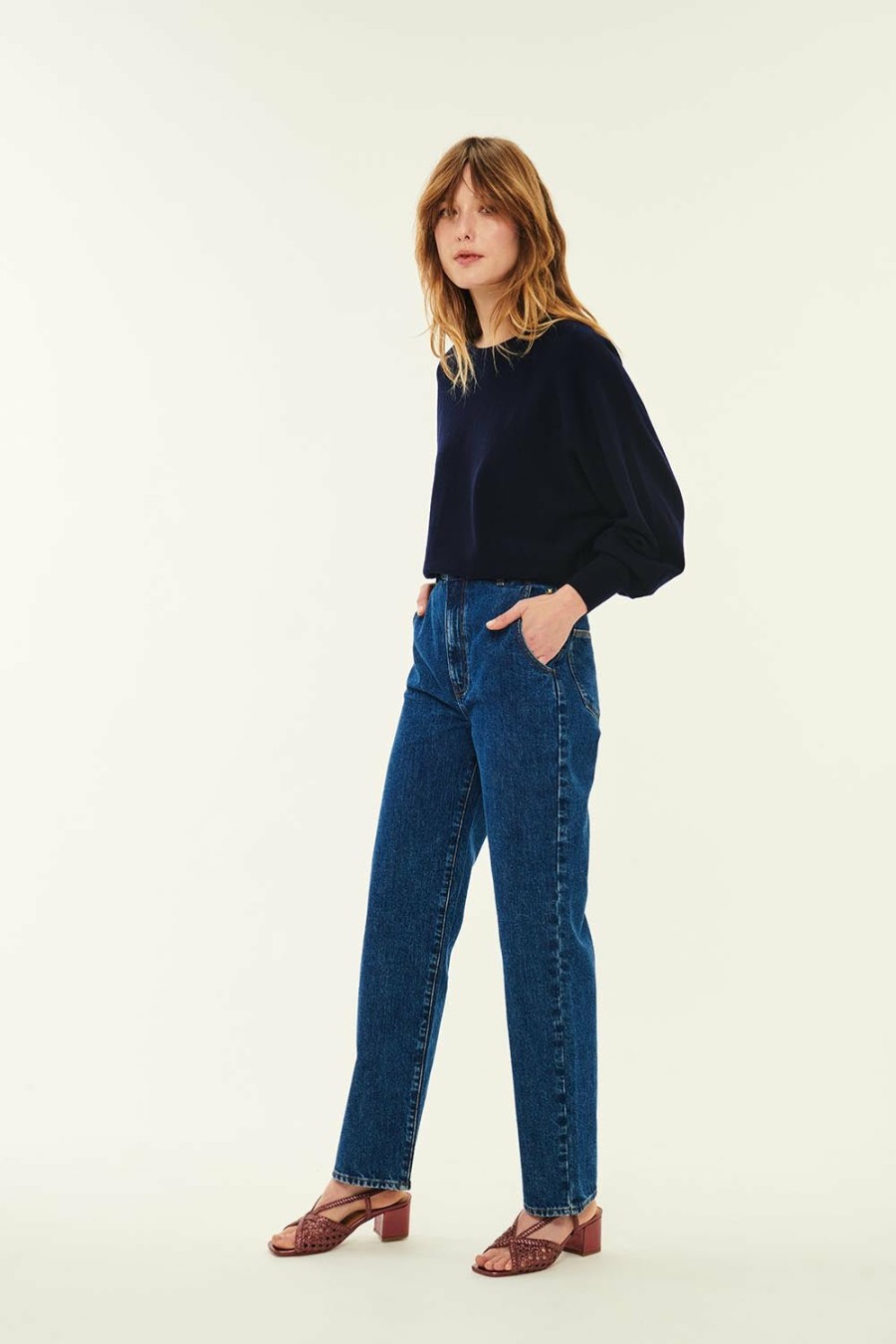 Des Petits Hauts Stonewashed Blue Denim Loumi Jeans Trousers & Jumpsuits